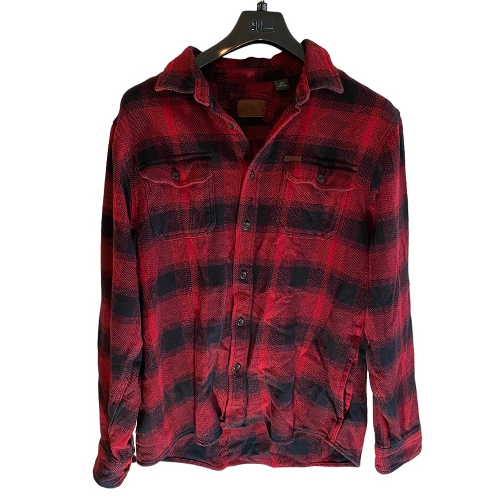 Orvis Buffalo Plaid Heavy Cotton Flannel Shirt Size L